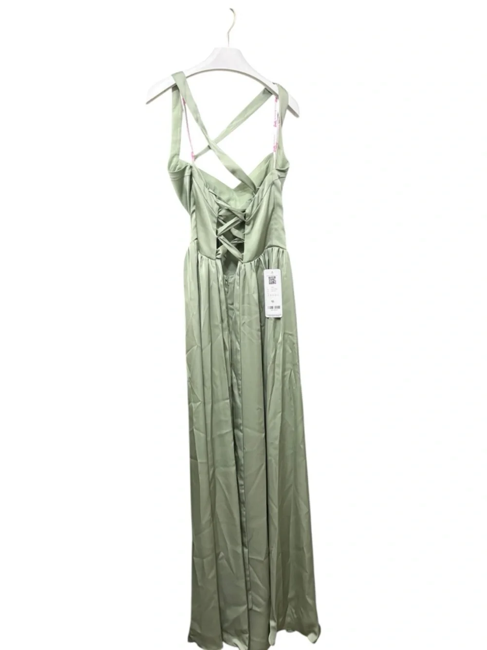 Azazie dusty Sage stretched Satin brides maid dress. BARBIE 1041 NWT - Picture 6 of 12